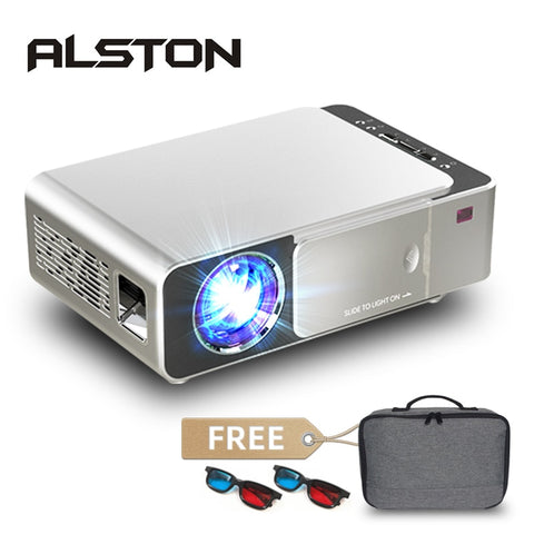 ALSTON T6 Mini led projector Support 4K 3D 3500 Lumens Android Wifi Bluetooth Portable Cinema Beamer For Smartphone with Gift