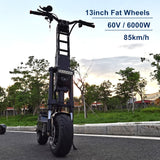 FLJ 13inch Fat Wheel E Scooter with 90-150kms 6000W Range Dual Engine drive big wheel Scooter 40Ah 50AH Battery Hot Sale E Bike