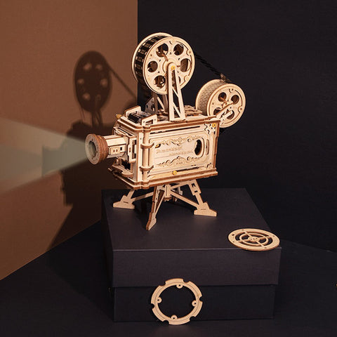 Vintage Projector Retro 3D Three-Dimensional Puzzle Wooden Model Creative Gift Projector Decoration Puzzle Game Assembly