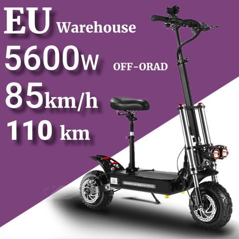 60v5600w Electric Scooter 11 Inch Fat Tire Foldable Cross Country High Speed Dual Drive Motor E Scooters Adults