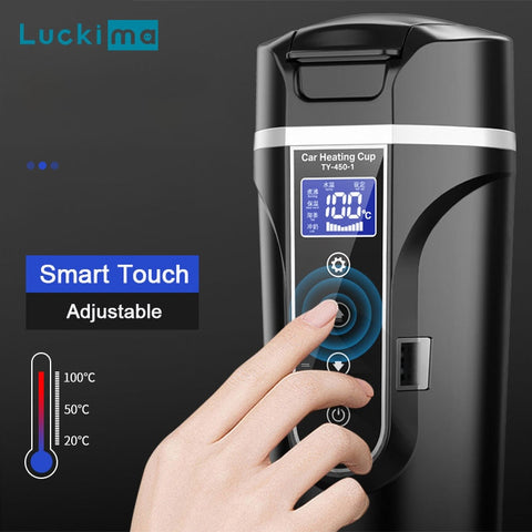 New Portable Car Thermos Bottle Smart Touch Digital Display Insulated Cup 12/24/220V Home Traveling Heating Cup Water Bottle