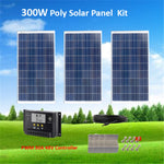 300W Solar Panel Kit : 3 x 100W Poly Solar Panel with PWM 30A 48V Solar Controller  for 12V battery Off Grid Solar System