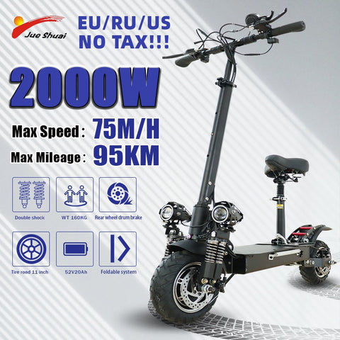 Jueshuai Electric Scooter 2600W Dual Motor Kick Scooter for Adults 52V20A 75KM/H 10-Inch Tire Foldable Scooter Eléctrico