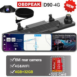 Android 8.1 4G+32G 4G 12 Inch Car Rearview Mirror Stream Media GPS Navi Dash Cam Dual 1080P Camera Car Dvr ADAS Super Night